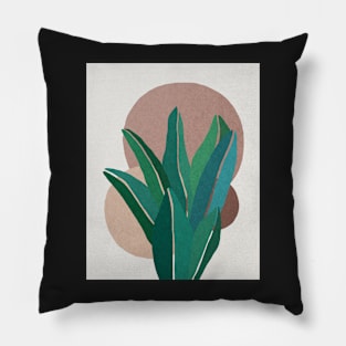 Tropical leaves, Botanical Mid century abstract art Pillow