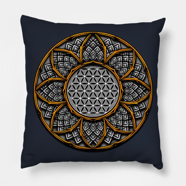 flower of life mandala Pillow by Awank.13