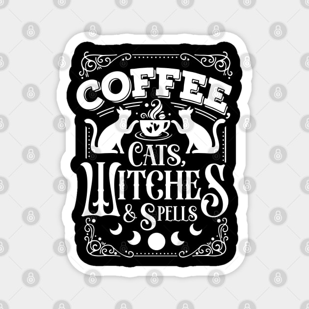 Coffee Cats Witches & Spells Magnet by The Little Store Of Magic