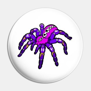 Purple Pokie Poecilotheria Metallica Gooty Sapphire Tarantula Bold Smooth Black Outline Pin