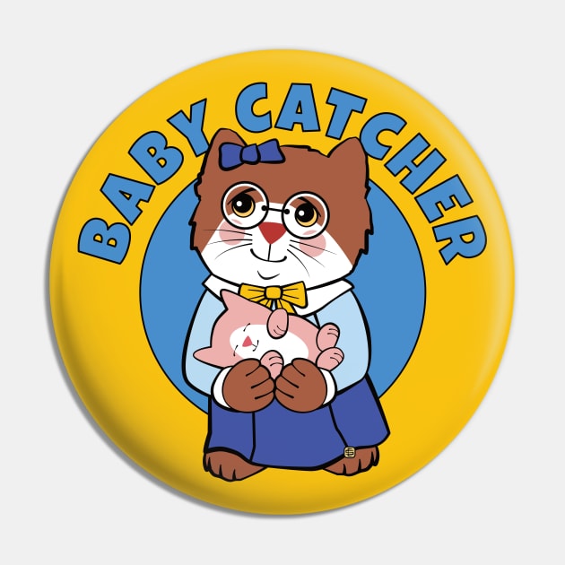 Midwife Baby Catcher Doula Cat and Kitten Pin by Sue Cervenka