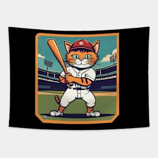 Cat baseball player Tapestry