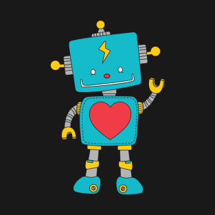 Cute Robot With Big Red Heart Valentine's Day T-Shirt