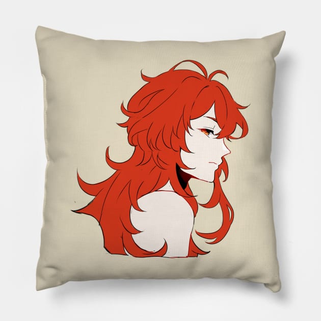 Genshin Impact - Long Hair Diluc Pillow by MykaAndSalmon