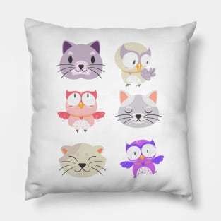 A Cat and an Owl | Cat & Owl | Animals | Gift for PetLovers Pillow