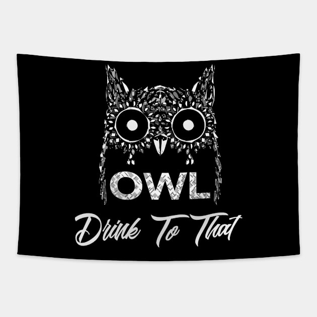 Wine Tasting Owl Art Tapestry by TriHarder12