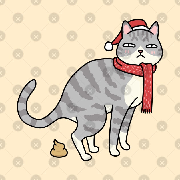 Christmas Tabby Cat Pooping by Takeda_Art