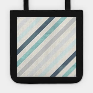 Diagonal Stripes in Blue and Silver Tote