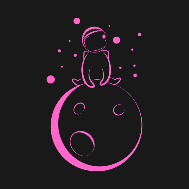 Pink Astronaut Sitting On the Moon by Mrspacemanz