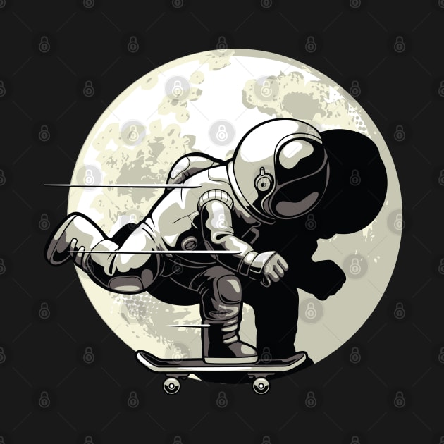 Astronaut Skateboarding by Alema Art