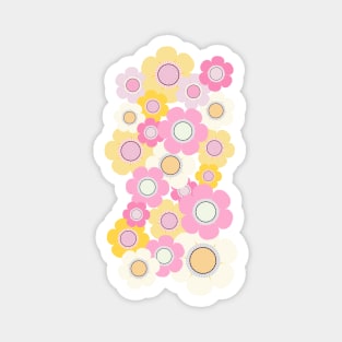 Yellow and pink floral border over yellow background Magnet