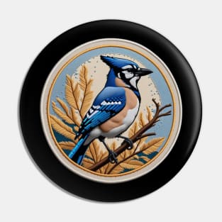 Blue Jay Embroidered Patch Pin