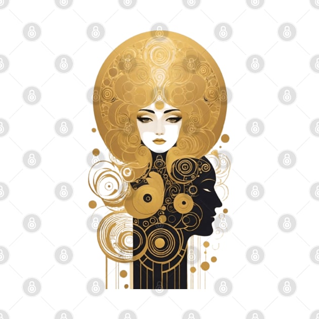 Gustav Klimt's Enigmatic Beauty: Inspired Woman in Gilded Grandeur by FridaBubble