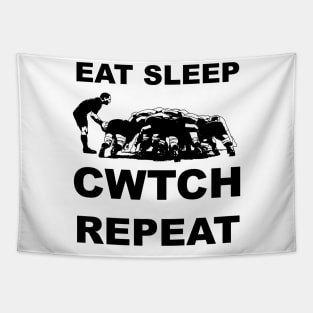 Eat Sleep Cwtch Repeat Welsh Rugby Humour Tapestry