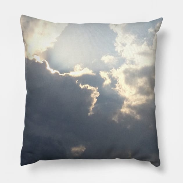 Sun behind the clouds Pillow by HappyGirlinWorld