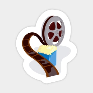 Movie Reel with Popcorn Retro Magnet