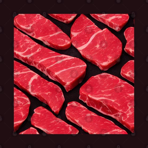 Fresh Steaks, seamless pattern. by Alekxemko