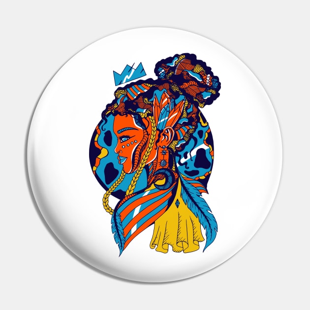 Orange Blue Beauty Queen Pin by kenallouis