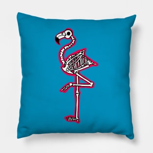 Flamingo Skeleton Graphic Illustration Pillow