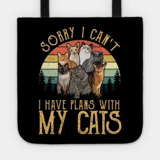 Sorry I Can't I Have Plans With My Cats Retro Style Tote