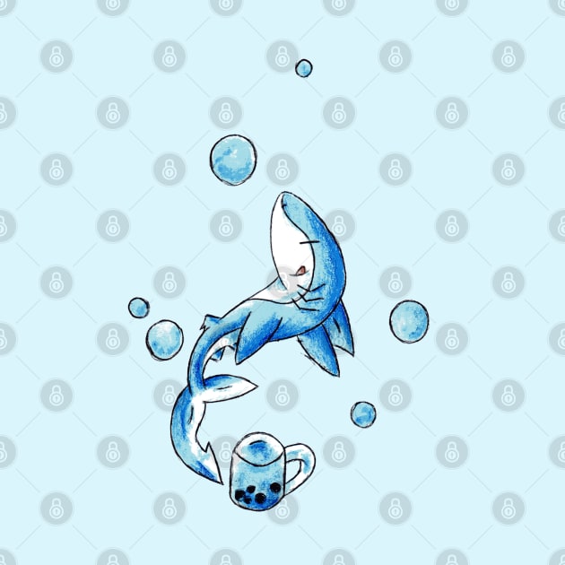 Blue Bubble Shark by KristenOKeefeArt