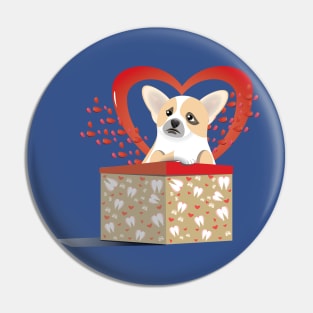 Puppy Corgi Valentine Pin