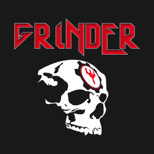 Grinder Skull Design Red Logo T-Shirt