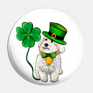 Clover Malarkey Funny Cavapoo puppy dog in hat and tie with Shamrocks - green 4 leaf clovers shamrock. Shenanigans The best Irish gift ideas 2024 Pin