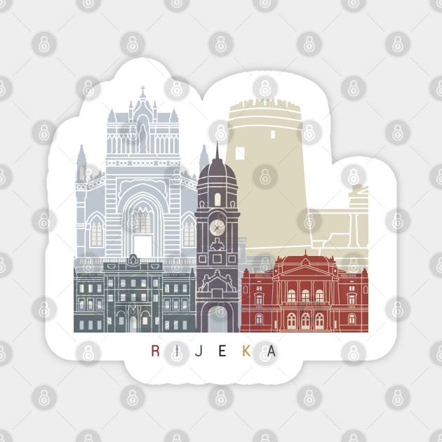 Rijeka skyline poster Magnet by PaulrommerArt