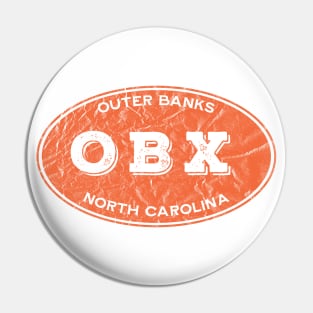 OBX Oval in Distressed Orange Pin