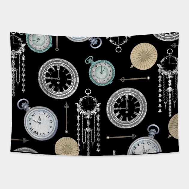 vintage clock pattern Tapestry by Yenz4289