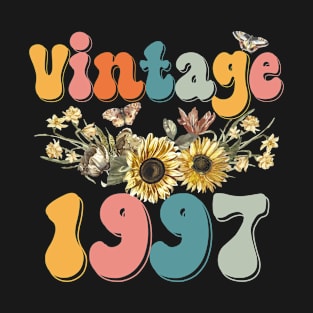 Vintage 1997 Sunflower Floral Retro Groovy 26th Birthday T-Shirt