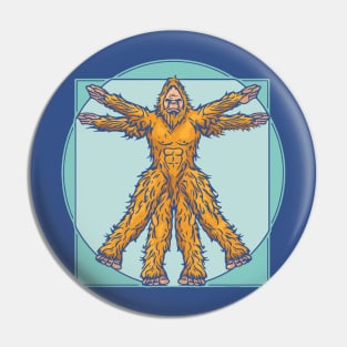 Vitruvian Bigfoot Funny Leonardo da Vinci Sasquatch Vintage Pin