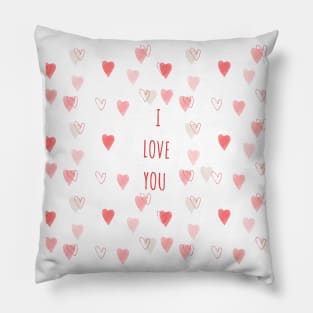 I Love You. Cute Valentines Day Design with Hearts. Pillow