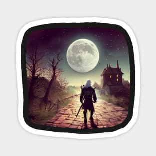 The Wolf and the Moon - Fantasy - Witcher Magnet