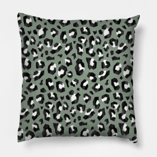 Sage Green Geometric Leopard Print Pillow