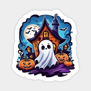 Cute Ghost Meets Spooky Shadows, Haunted House Chronicles Magnet