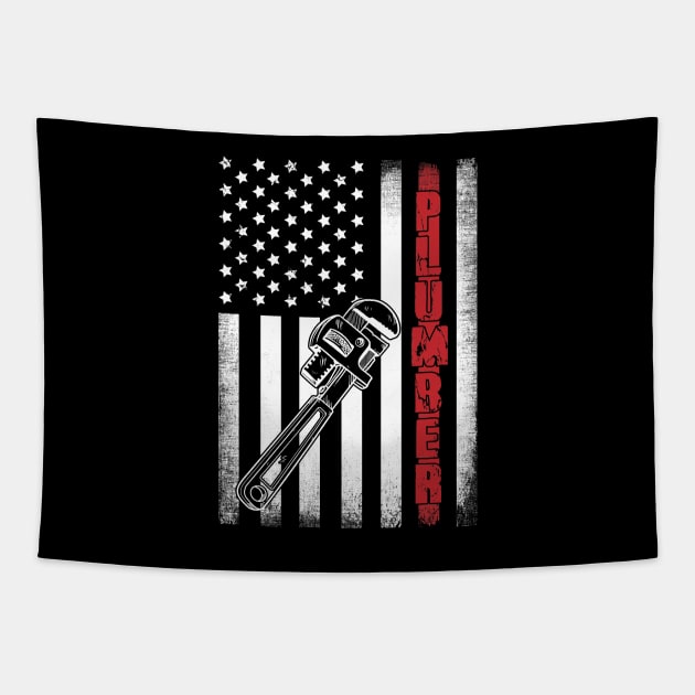 Plumber American Flag Tapestry by captainmood