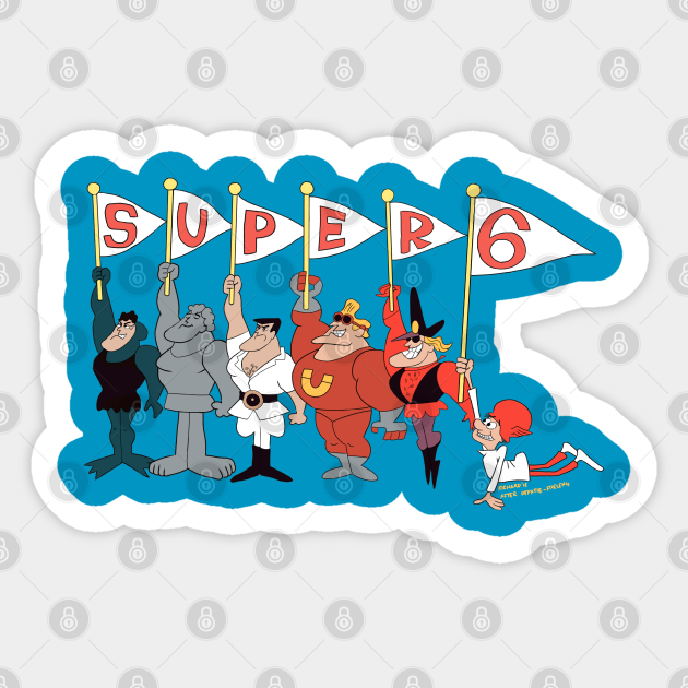 the super 6 cartoon - Superheroes - Sticker | TeePublic the super 6 cartoon - Superheroes - Sticker | TeePublic