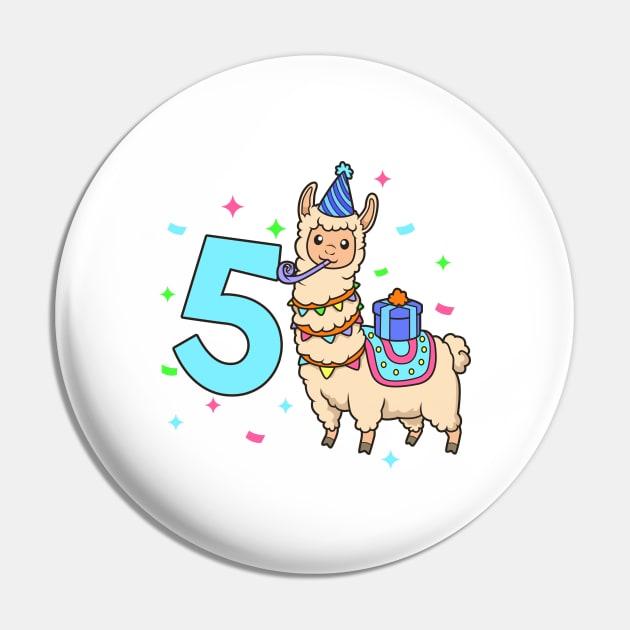 I am 5 with Lama - kids birthday 5 years old Pin by Modern Medieval Design