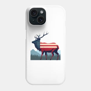 wapiti, american flag, mountain, forest, Colorado Phone Case