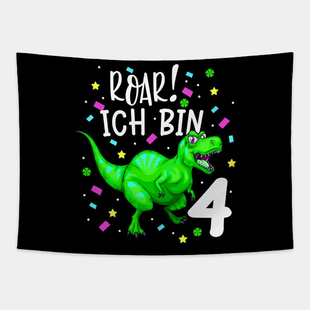 Dinosaurier Kinder 4. Geburtstag Dino T-Rex Jungen Tapestry by Foxxy Merch