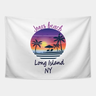 Retro Cool Jones Beach Long Island New York Sunset Vintage Tapestry