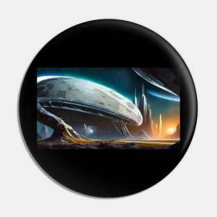 Futuristic illustration of spaceship Pin