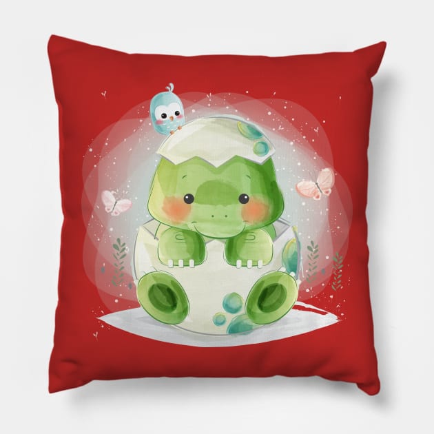 baby dino egg Pillow by Mako Design 