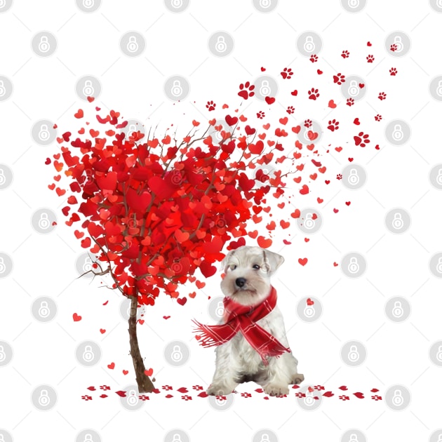 Valentine's Day Heart Tree Love White Miniature Schnauzer by TATTOO project