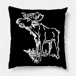 Moose - Vintage Hand drawn Pillow