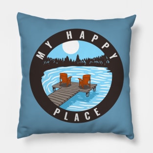 My Happy Place Lake Dock Pillow