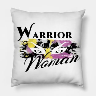 Warrior Woman | Splatter War Paint Pink Yellow Black Pillow