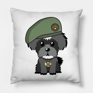 Green Beret Schnauzer Pillow